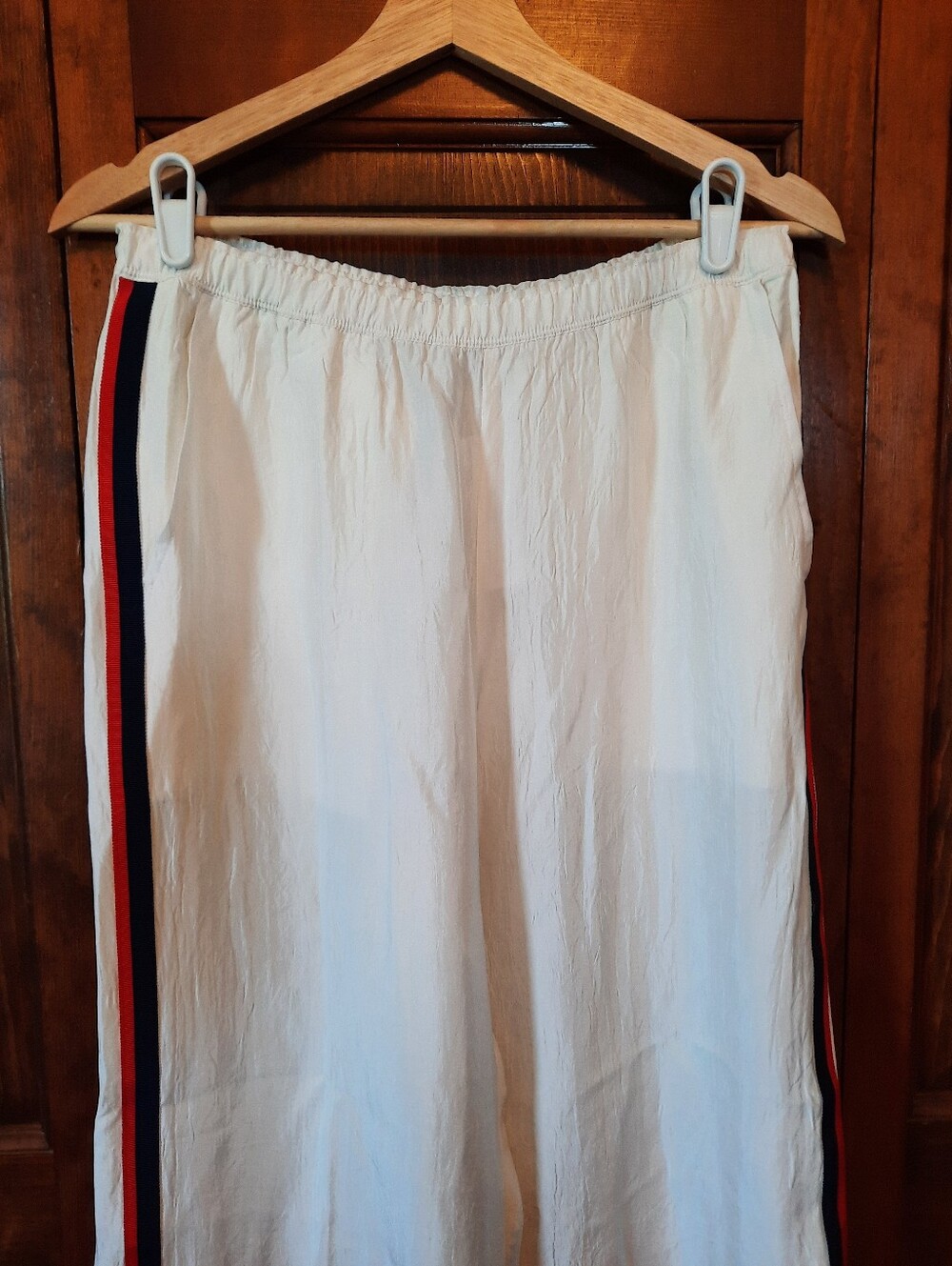 🛍NWT J. Crew Stratus Side-Stripe Ivory Textured Stain Pull-on Track Pant Size 4 - Picture 3 of 16